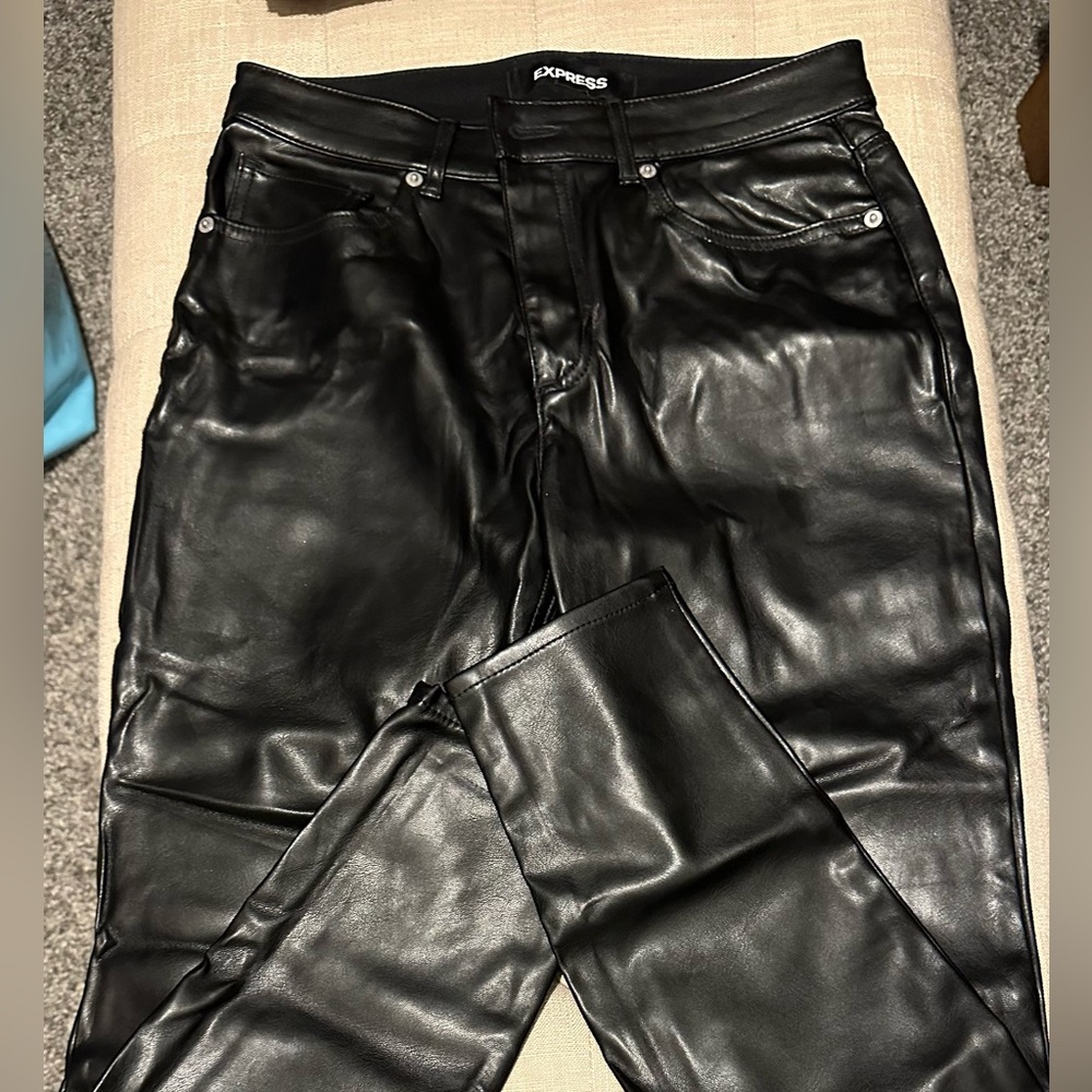 Faux Leather pants from Express. Size 4. High rise.